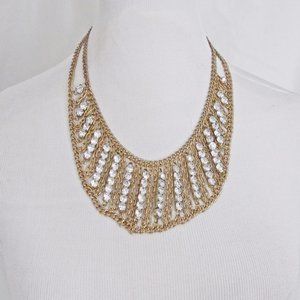 Bib Draped Chain Rhinestone Necklace Vintage - SOLD
